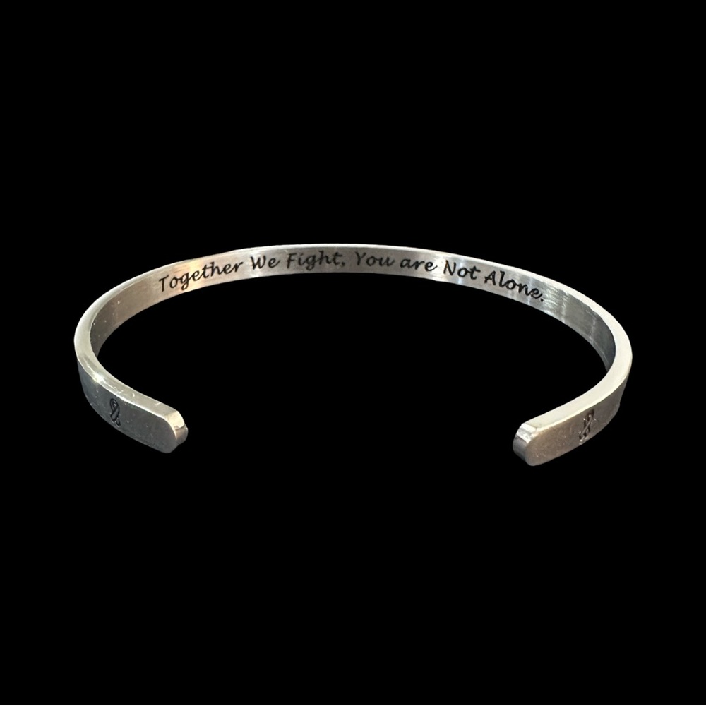 Hidden Message Cuff Bracelet Cancer Ribbon Together we fight You are not alone